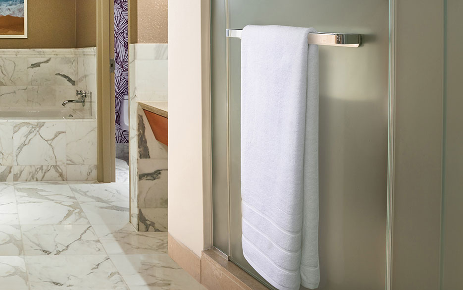 Our All-Cotton Striped Trim Bath Towel